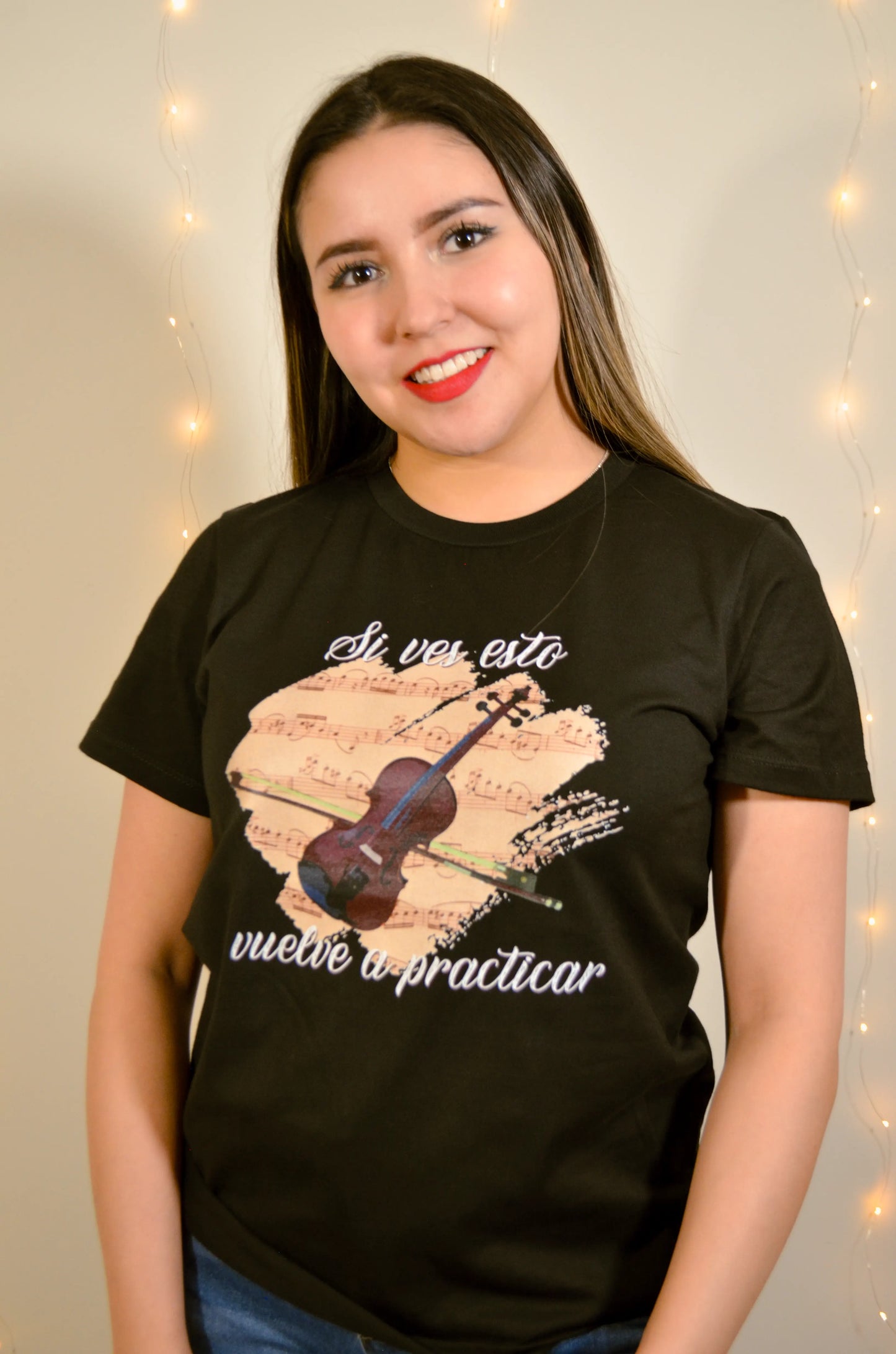 Playera Si ves esto vuelve a practicar violín Negra