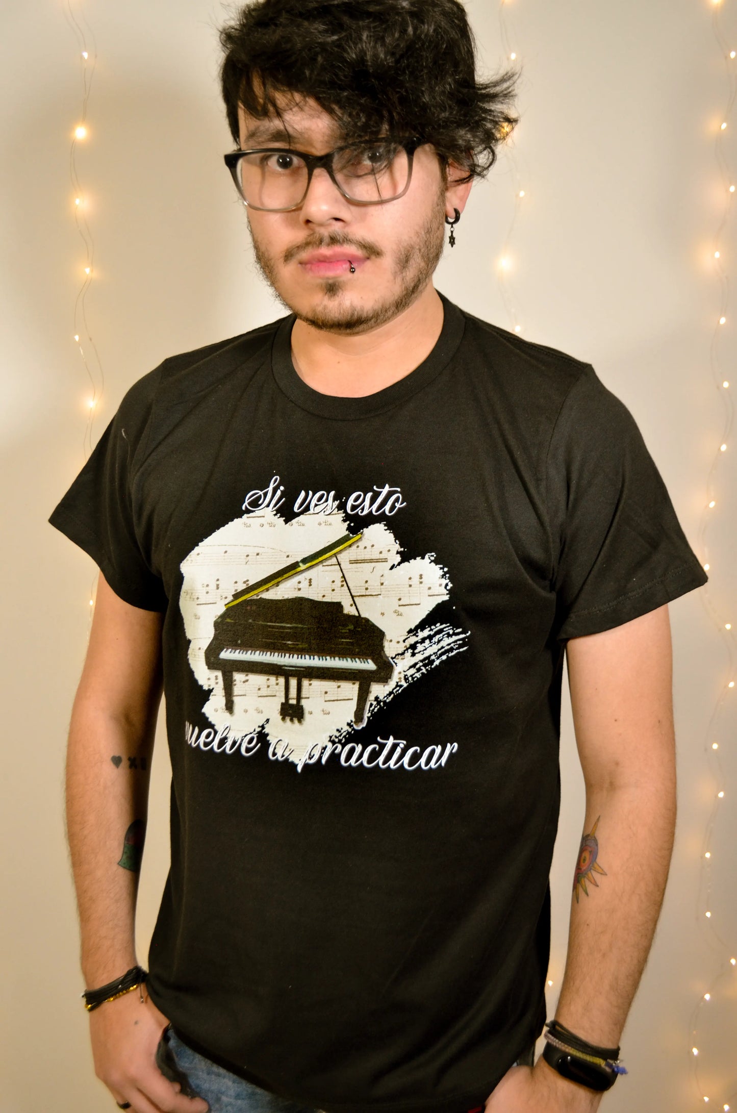 Playera Si Ves Esto Vuelve A Practicar Piano Negra