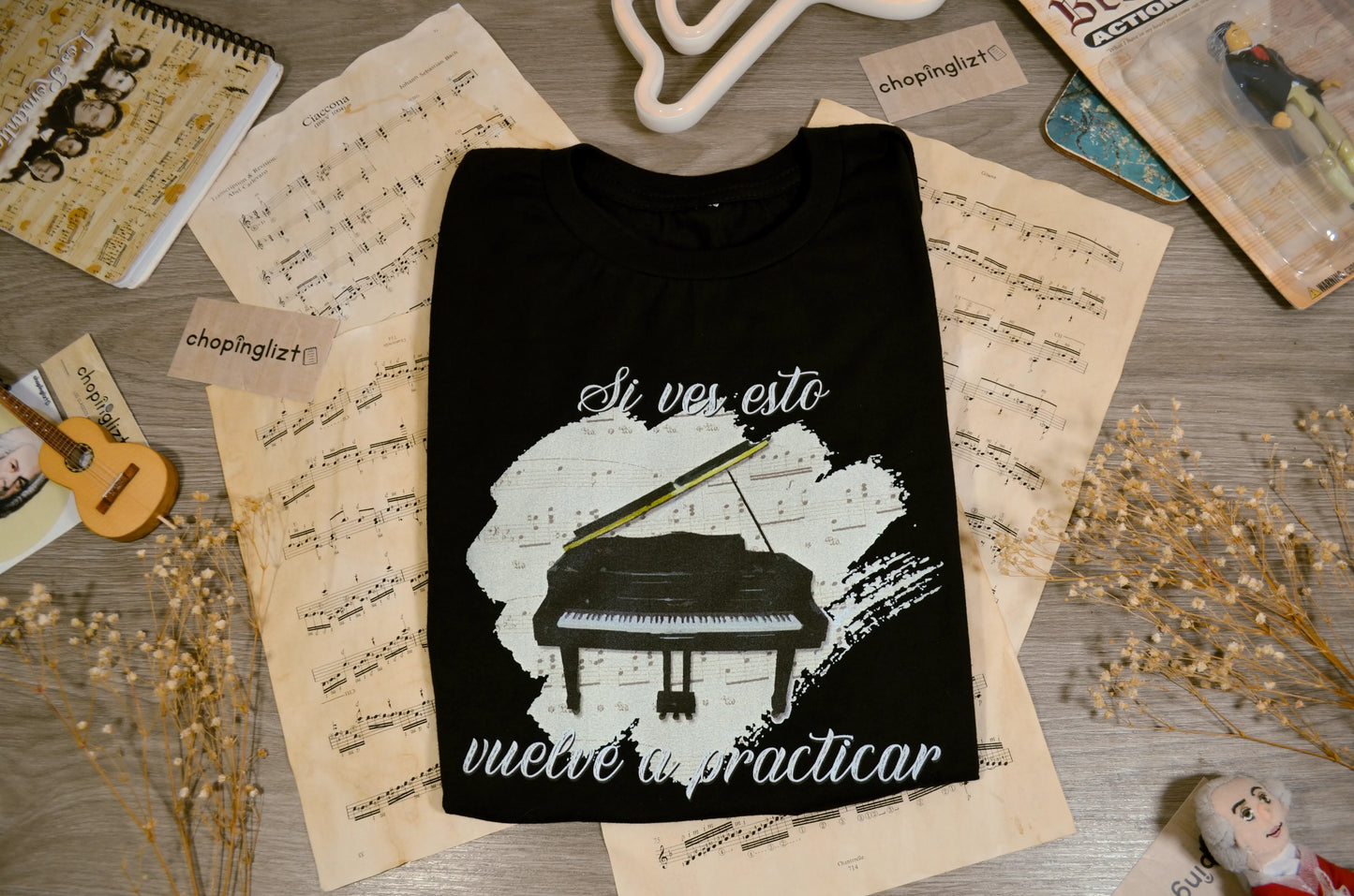 Playera Si Ves Esto Vuelve A Practicar Piano Negra